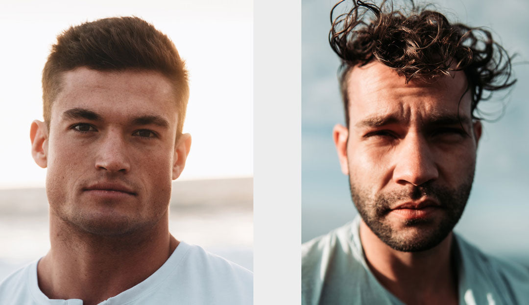 Dual image comparison of two men with square and round face shapes