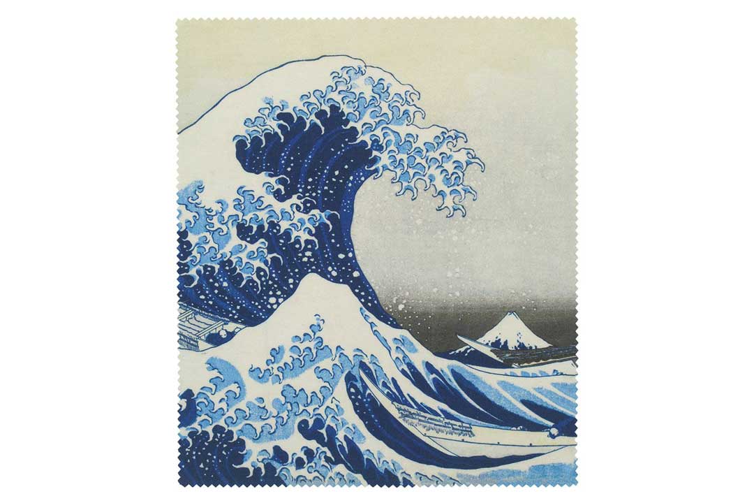 Japanese wave artwork printed on luxury glasses cleaning cloth for the British Museum