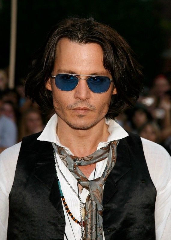Johnny Depp Wearing Randolph Sunglasses with Blue tinted lenses