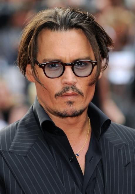 Johnny Depp wearing blue tinted Moscot glasses