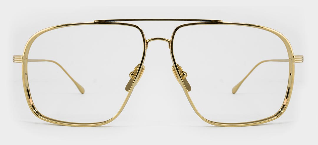 Large gold wire Aviator style eyeglasses frame