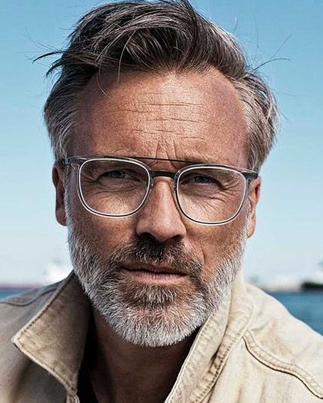 Mature man wearing Aviator eyeglasses frame