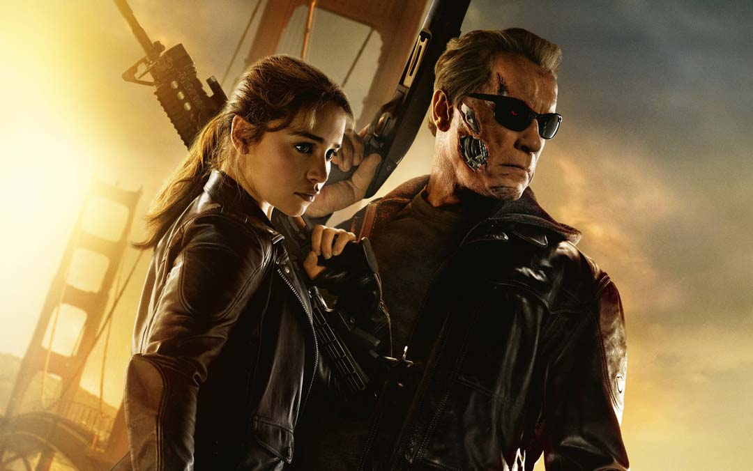 Official 2015 Terminator Genisys movie poster featuring Arnold Schwarzenegger