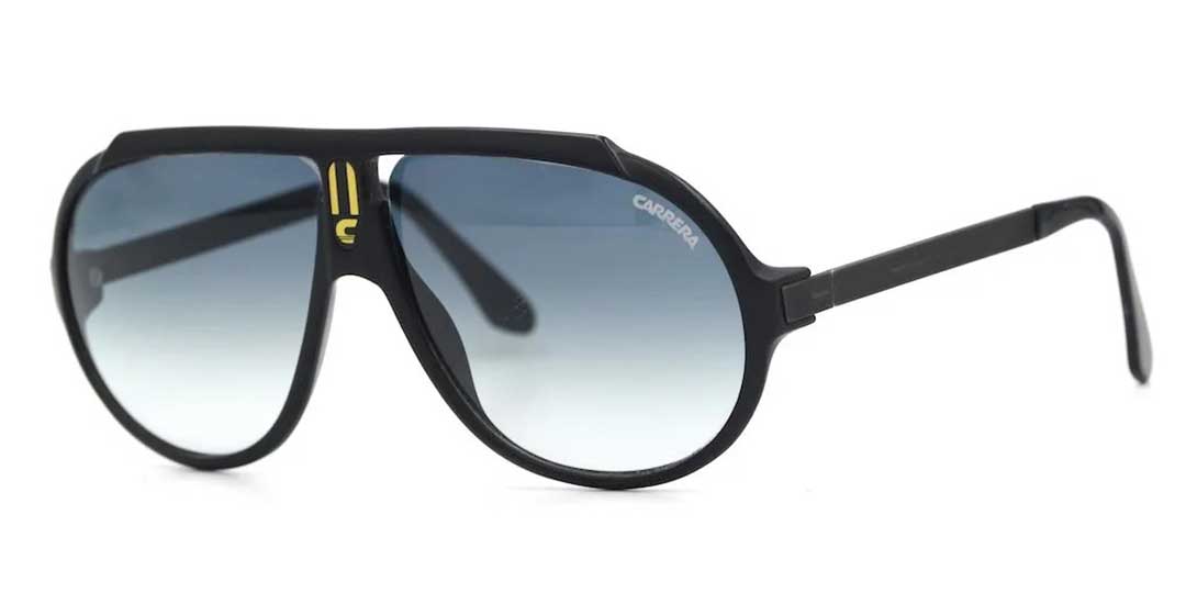 Three quarter view of black Carrera 5512 sunglasses
