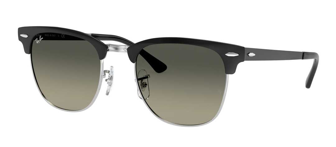 Three quarter view of metal RayBan Clubmaster sunglasses frame