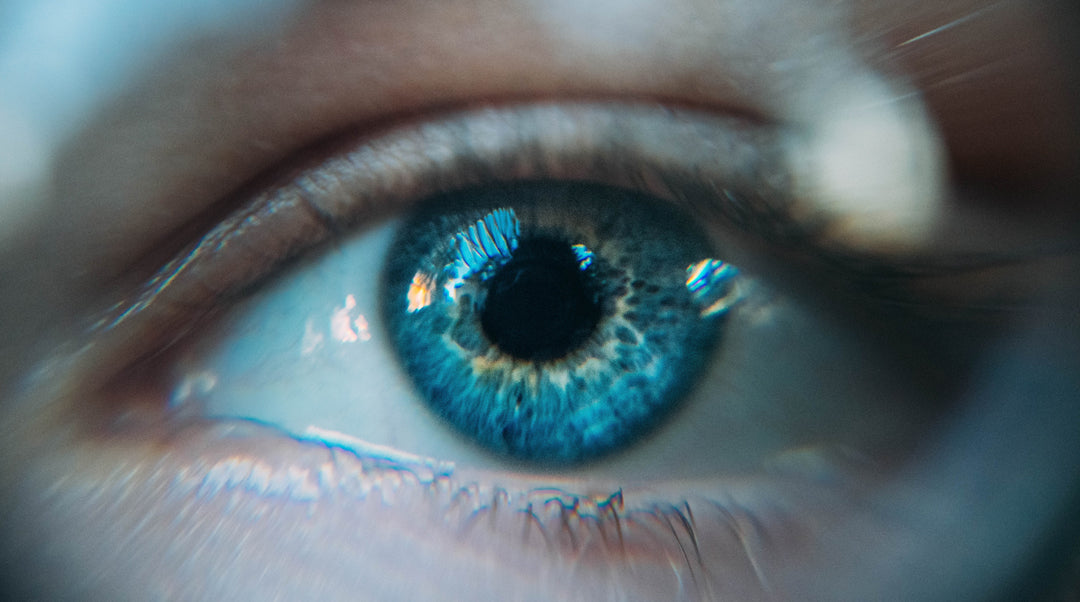 Very close view of a blue coloured eye