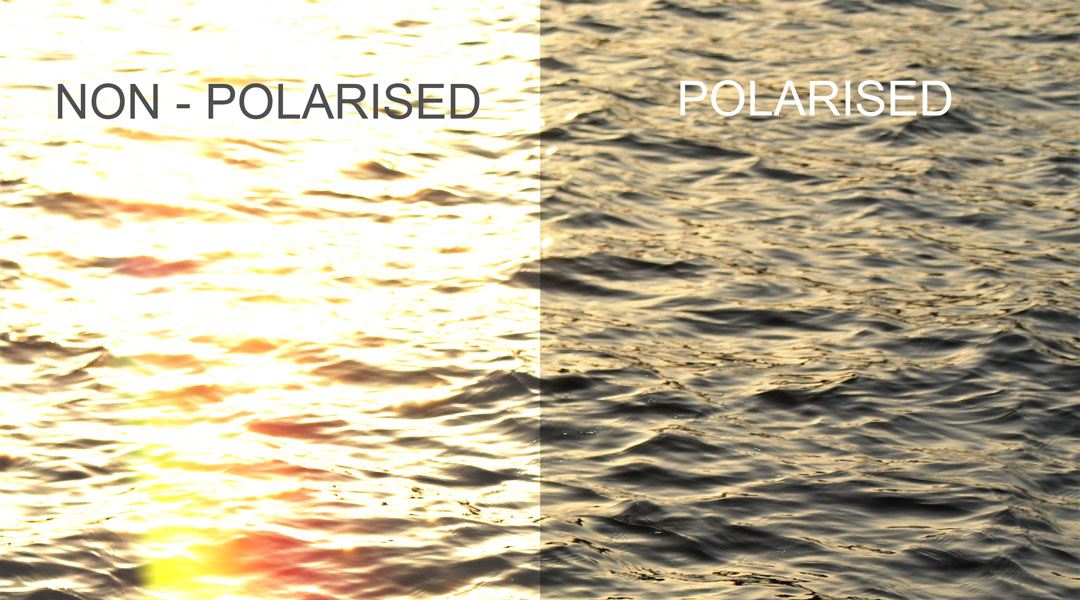 Visual comparison between polarised sunglasses and non polarised sunglasses