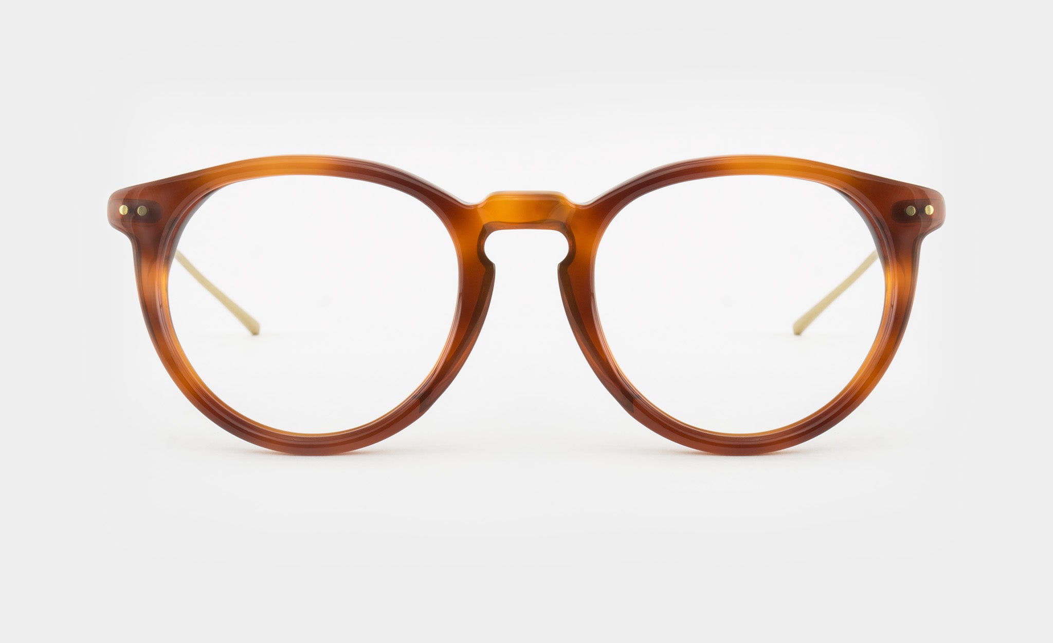 Round amber coloured eyeglasses
