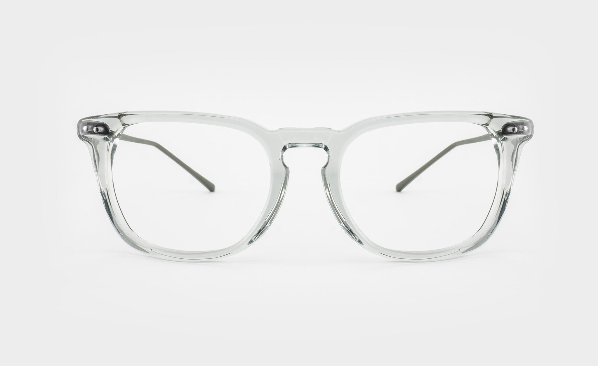 Rounded rectangular crystal clear eyeglasses frame