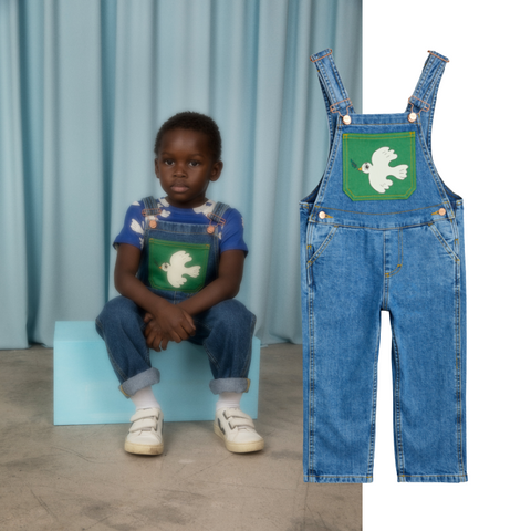 mini rodini x wrangler peace dover overall denim