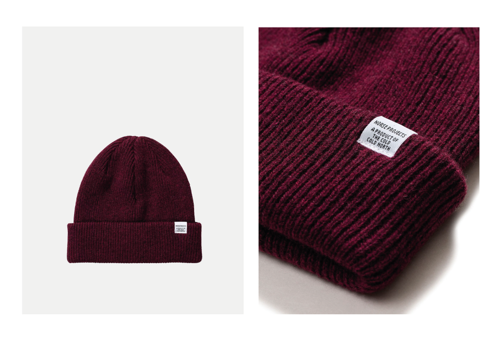 Norse Projects Beanie Hat Brushed (Wool) - Mulberry Burgundy