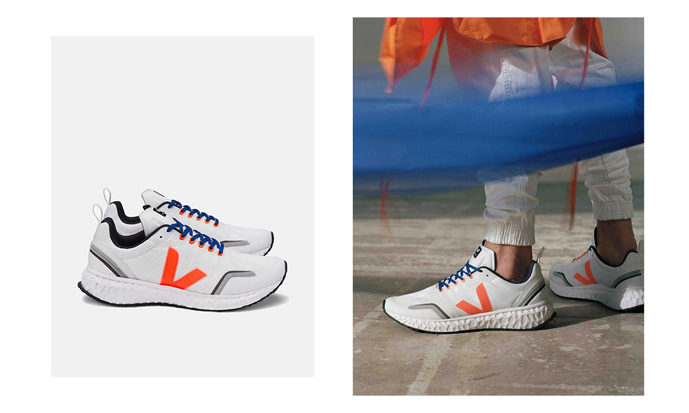 Veja Condor Mesh Running Shoes - White/Orange Fluro