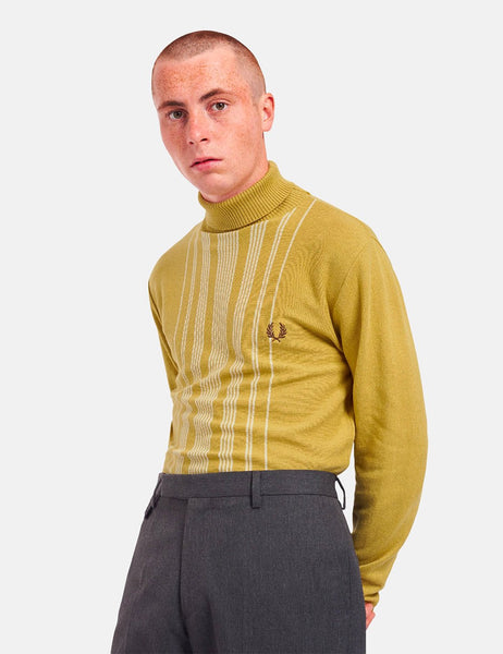 Fred Perry Re-Issue Stripe Knitted Roll Neck - 1964 Gold