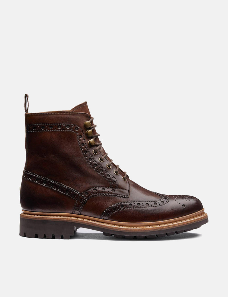 Grenson Fred Brogue Boot (Hand Painted) - Dark Brown | URBAN EXCESS.