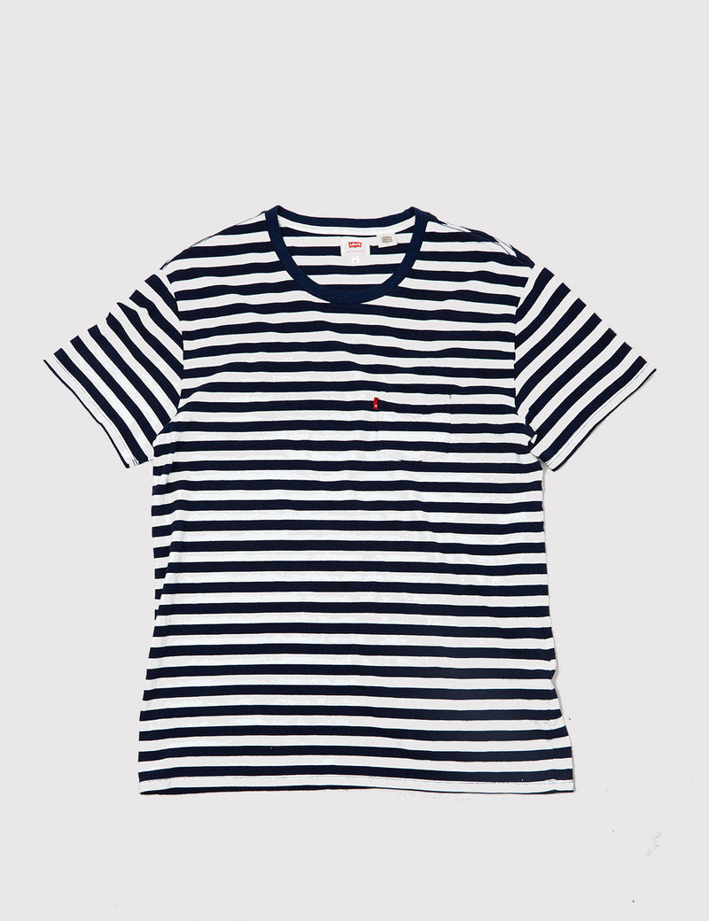 Levis Sunrise Pocket Stripe T-shirt - Indigo Blue