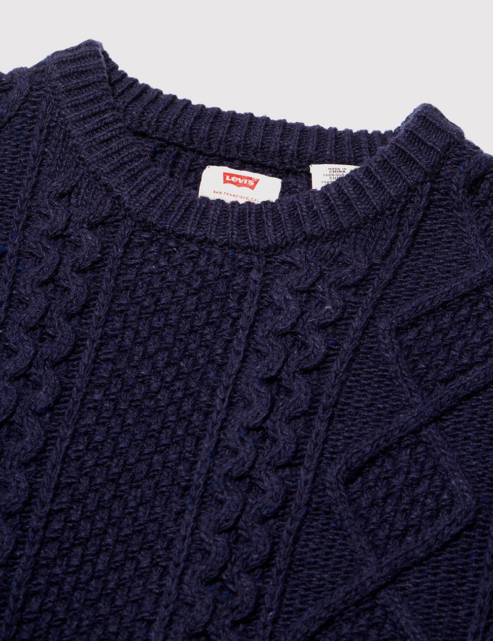 Levis Fisherman Cable Crew Jumper - Night Blue | URBAN EXCESS.