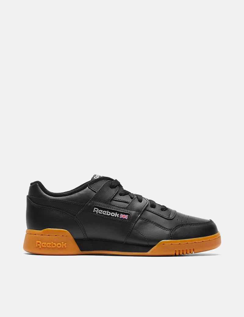reebok black trainers gum sole
