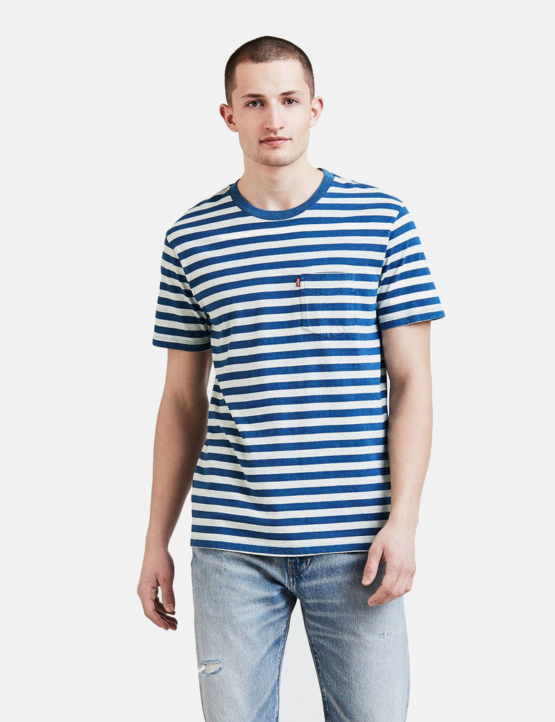 Levis Set-In Sunset Pocket T-shirt (Stripe) - Cream Heather / Light Indigo  | URBAN EXCESS.
