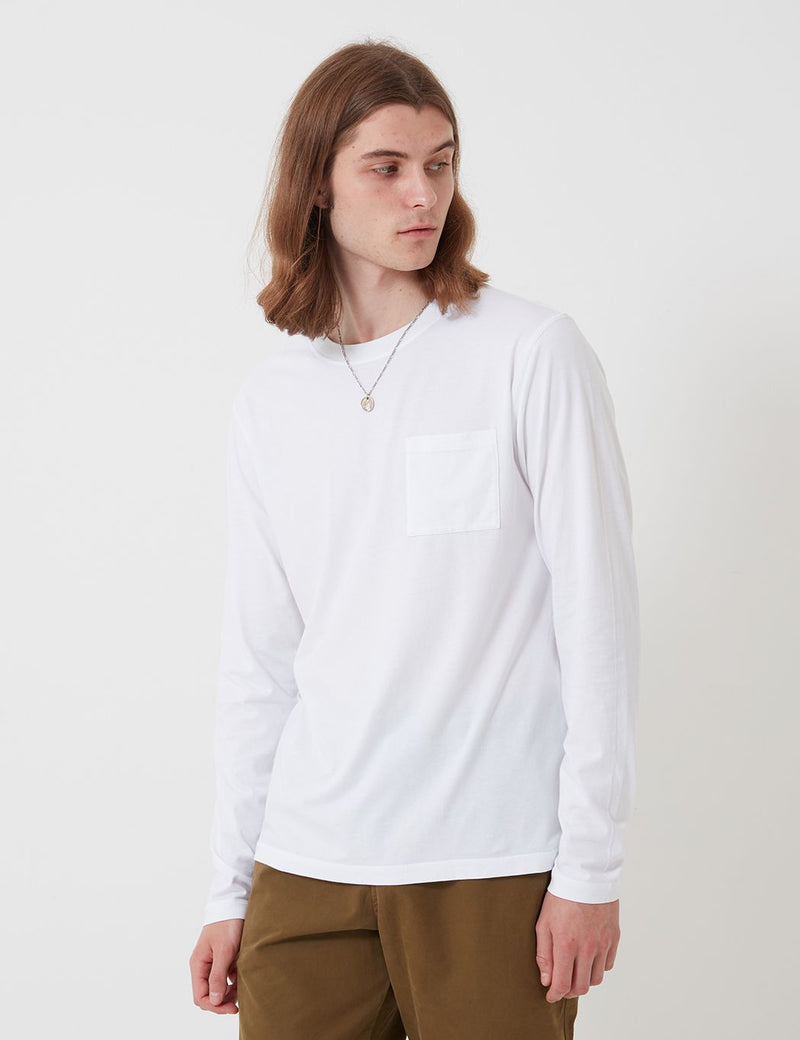 Bhode Langarm-T-Shirt (Bio-Baumwolle) - Weiß