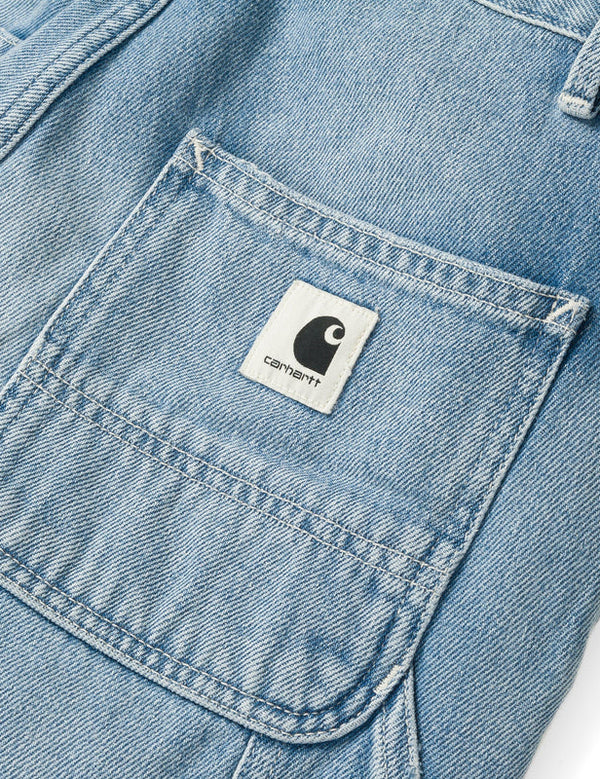 Womens Carhartt-WIP Pierce Denim Pant (Stone Washed) - Blue I UE