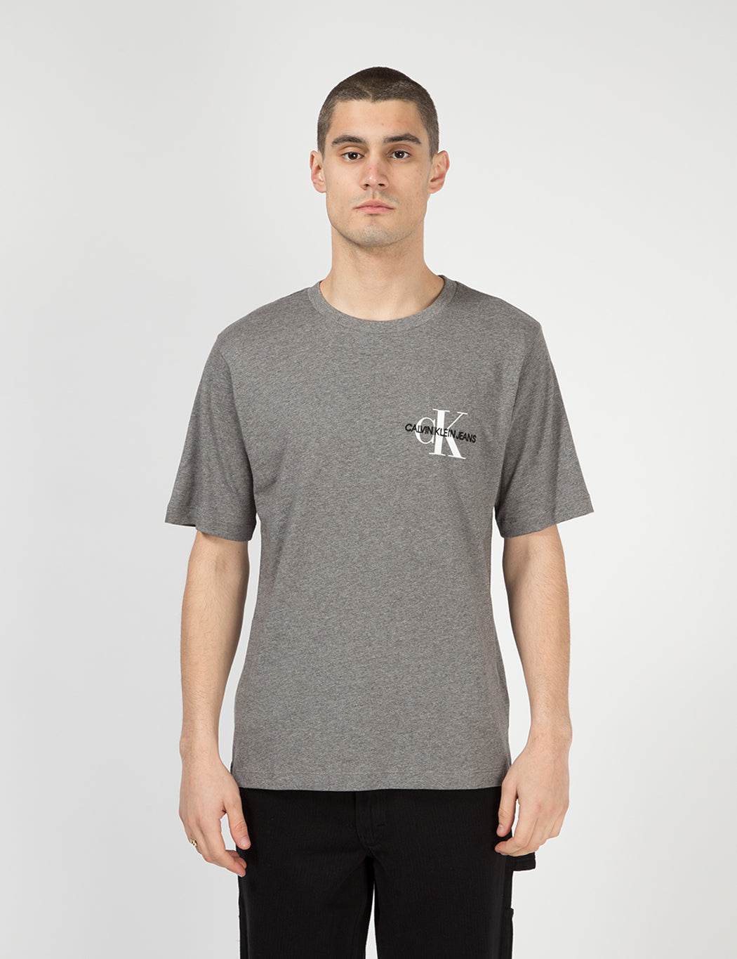 Calvin Klein Monogram Chest Logo T Shirt Grey Heather Urban