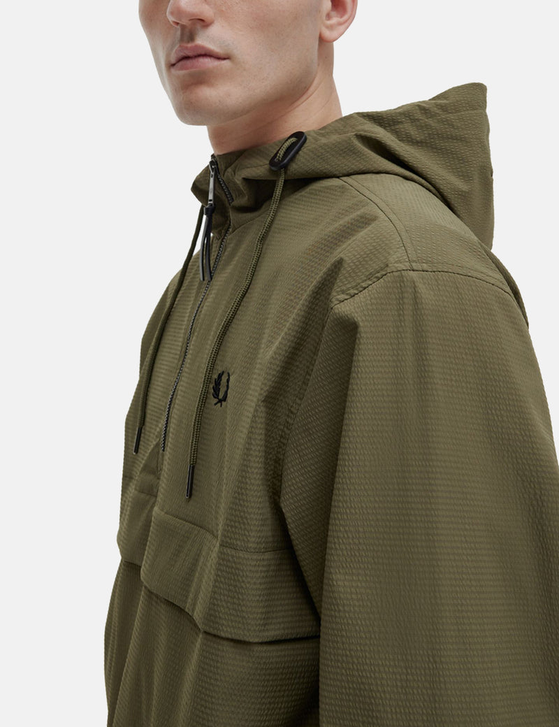 Fred Perry Half Zip Jacket (Seersucker) - Uniform Green I Urban Excess ...