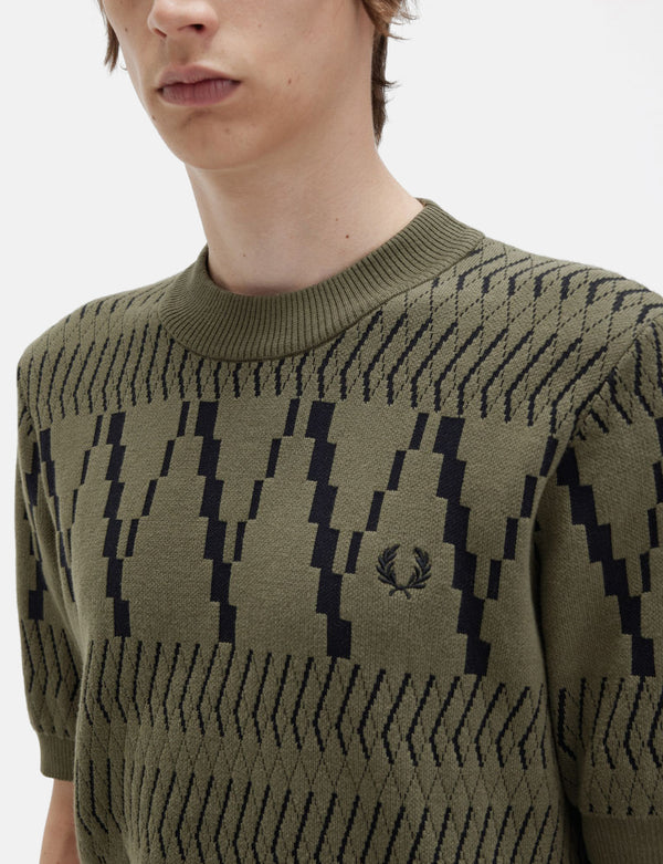 Fred Perry Waffle Knit Sweatshirt, K7520, 491 Charcoal