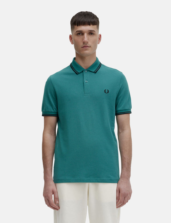 Fred Perry Twin Tipped Long Sleeve Polo Shirt - Black I Urban