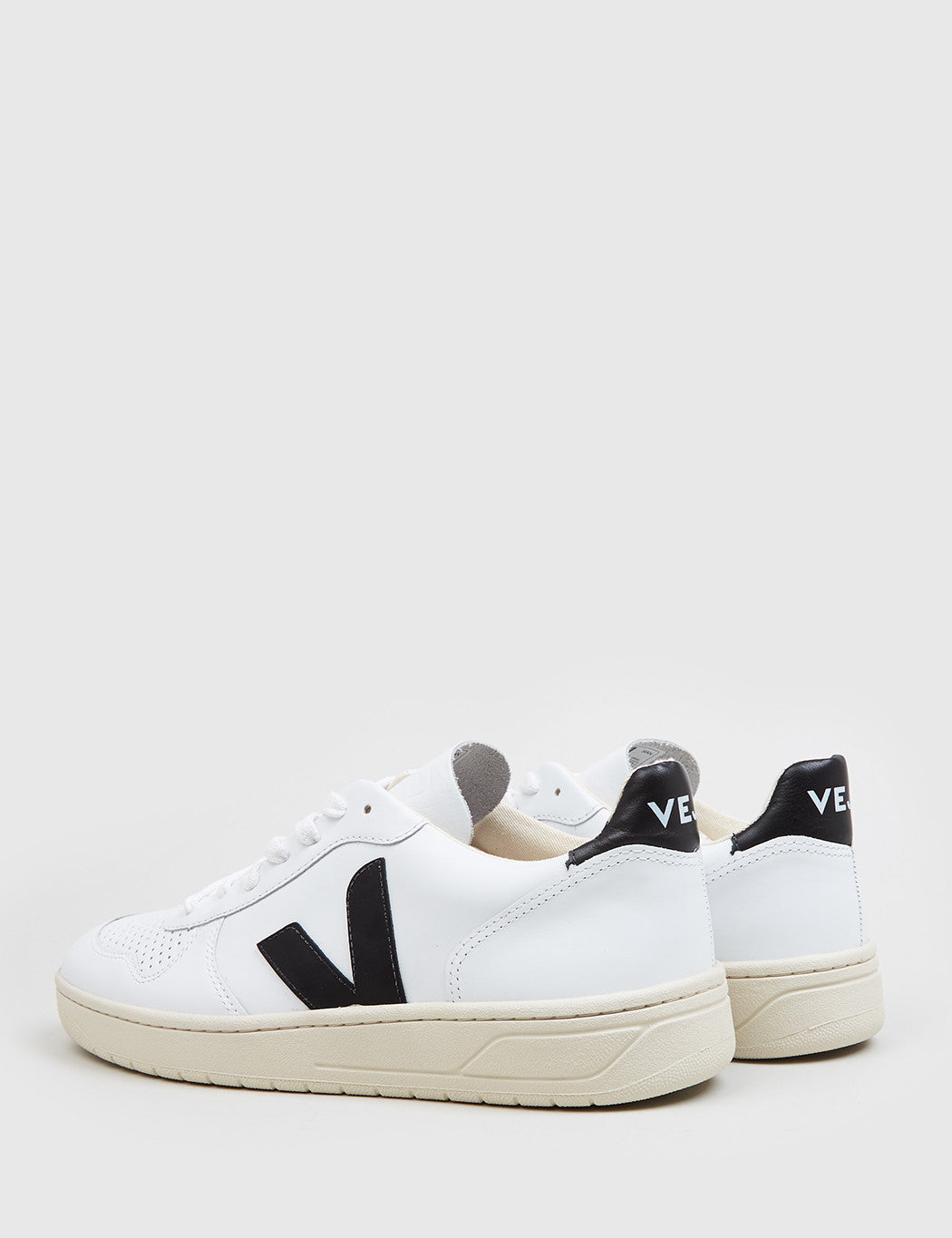 black and white veja trainers