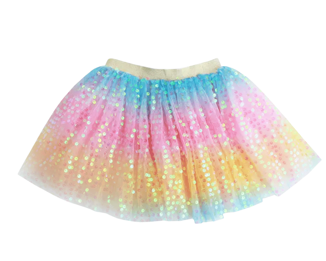 Pastel Rainbow Sequin Tulle Skirt | LUXE Baby Boutique