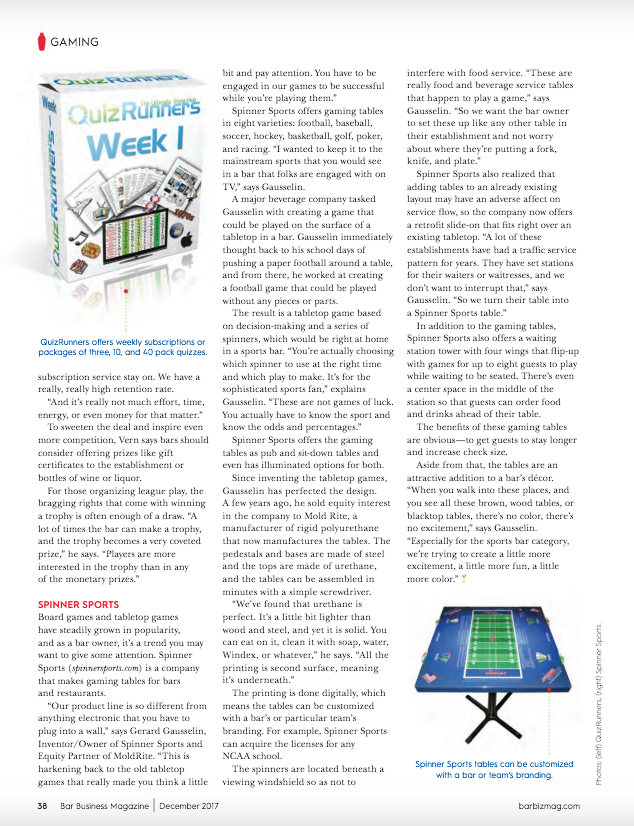 Quizrunners - Bar Business Magazine Page 2
