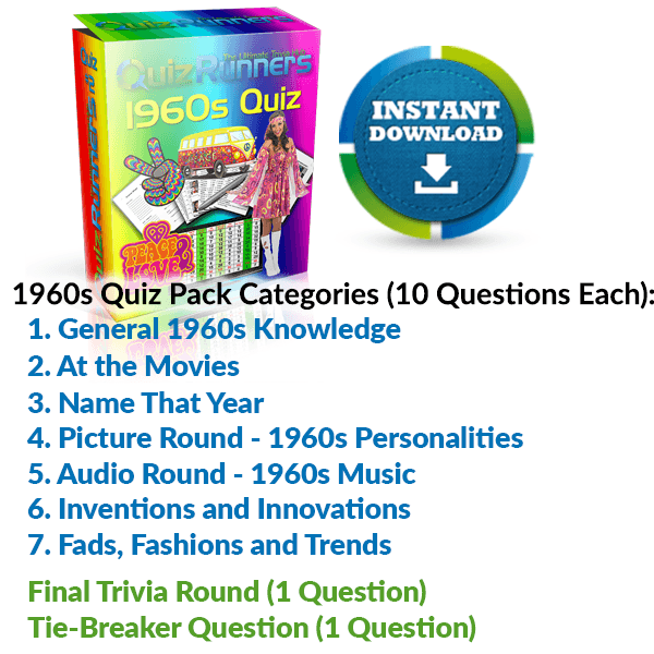 1960s Quiz Pack Trivia Music Fads Fashion Movies Of The 1960s