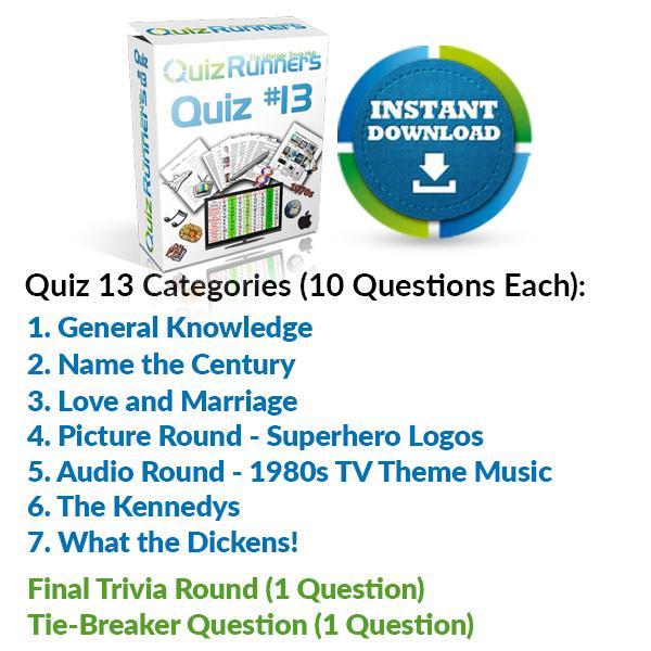 Quiz Night Kit 13 Trivia Superhero Logos 1980s Tv The Kennedys