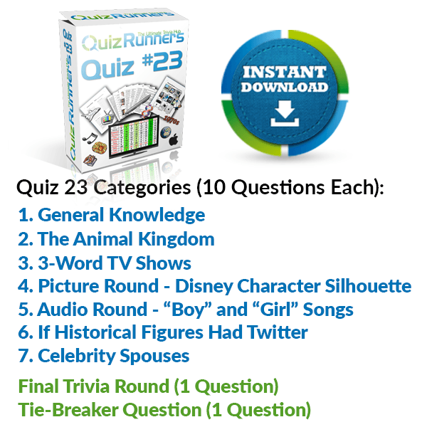 Quiz Night Kit 23 Trivia Historical Figures Tweeting Disney