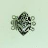 Boxs020- Sterling Silver  Oval Flower Box Clasp 3 strands