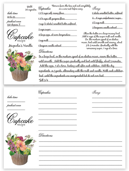 Magnolia's Vanilla Vanilla Cupcakes Recipe l Recipe Card by observations Paper l Pritable Download