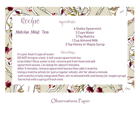 Recipe Card: Free Printable by Observations Paper