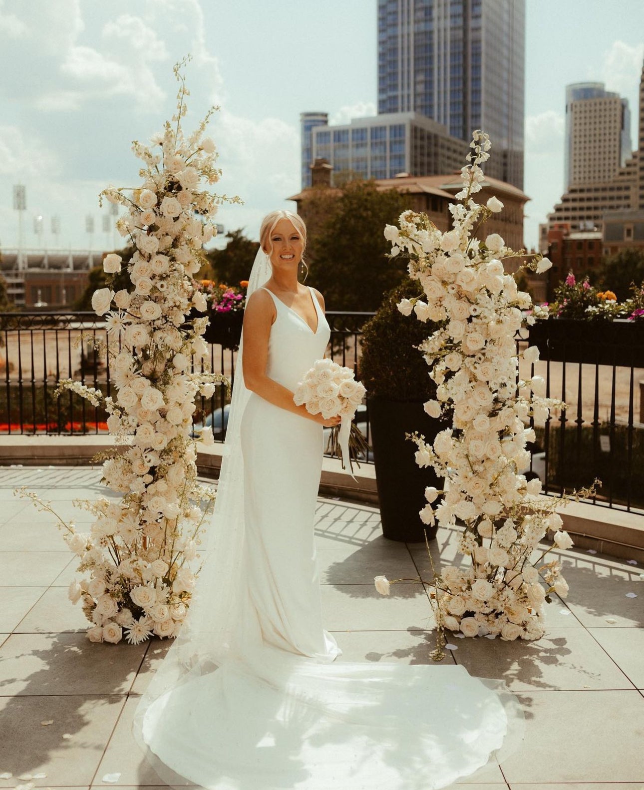 all white wedding arch