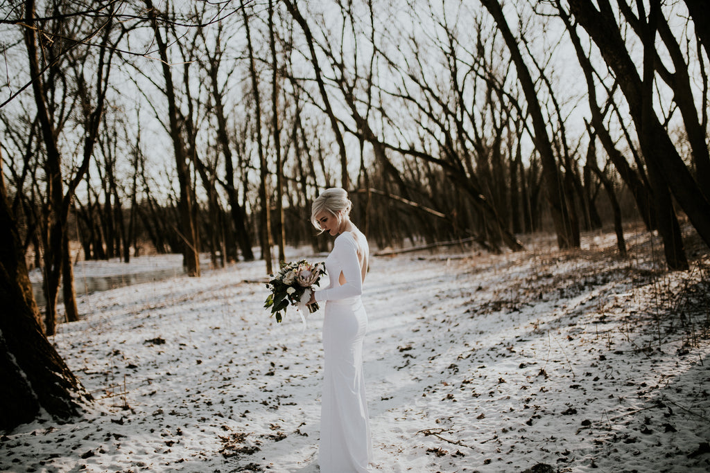 white protea bridal bouquet