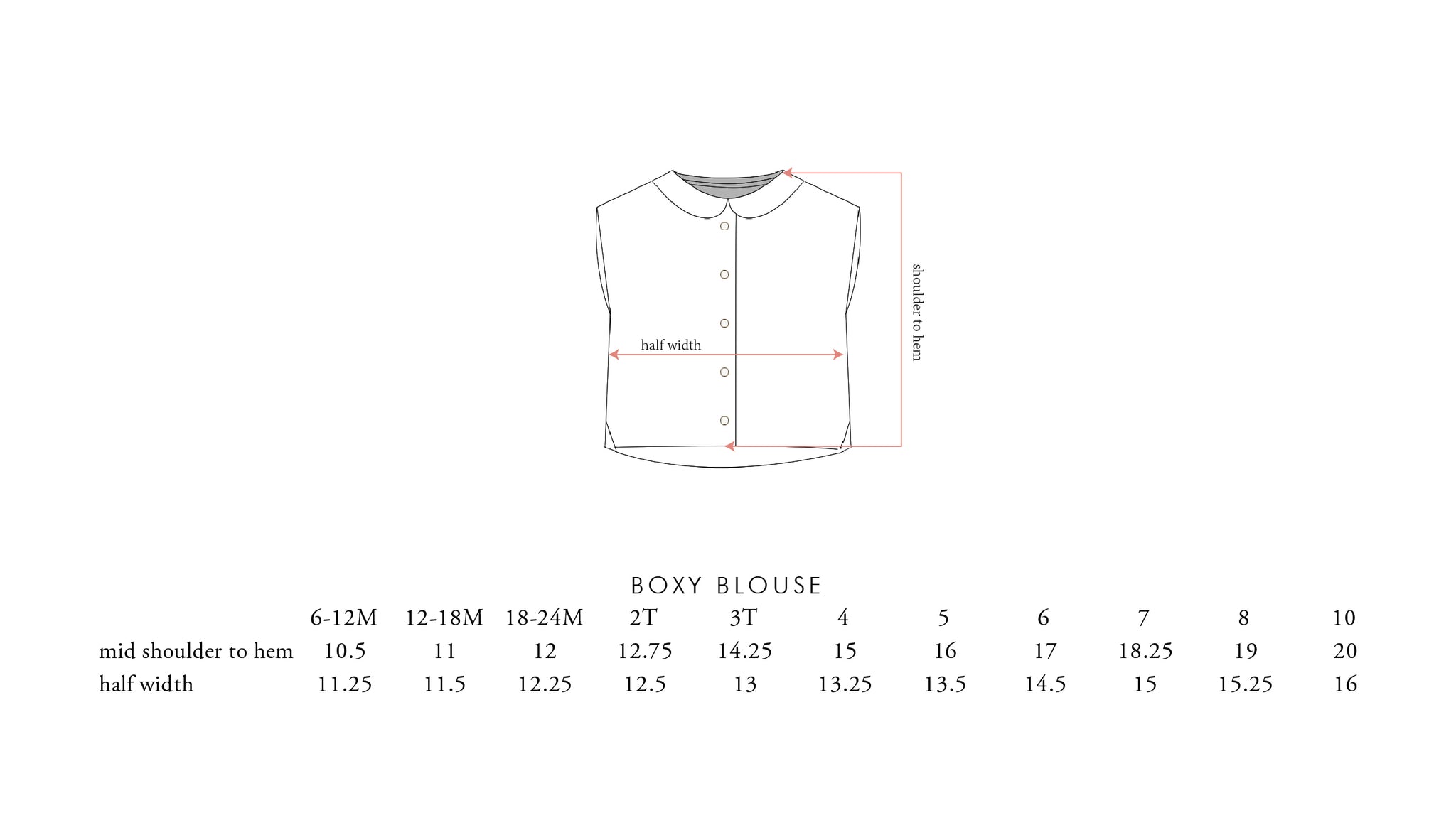 boxy size chart