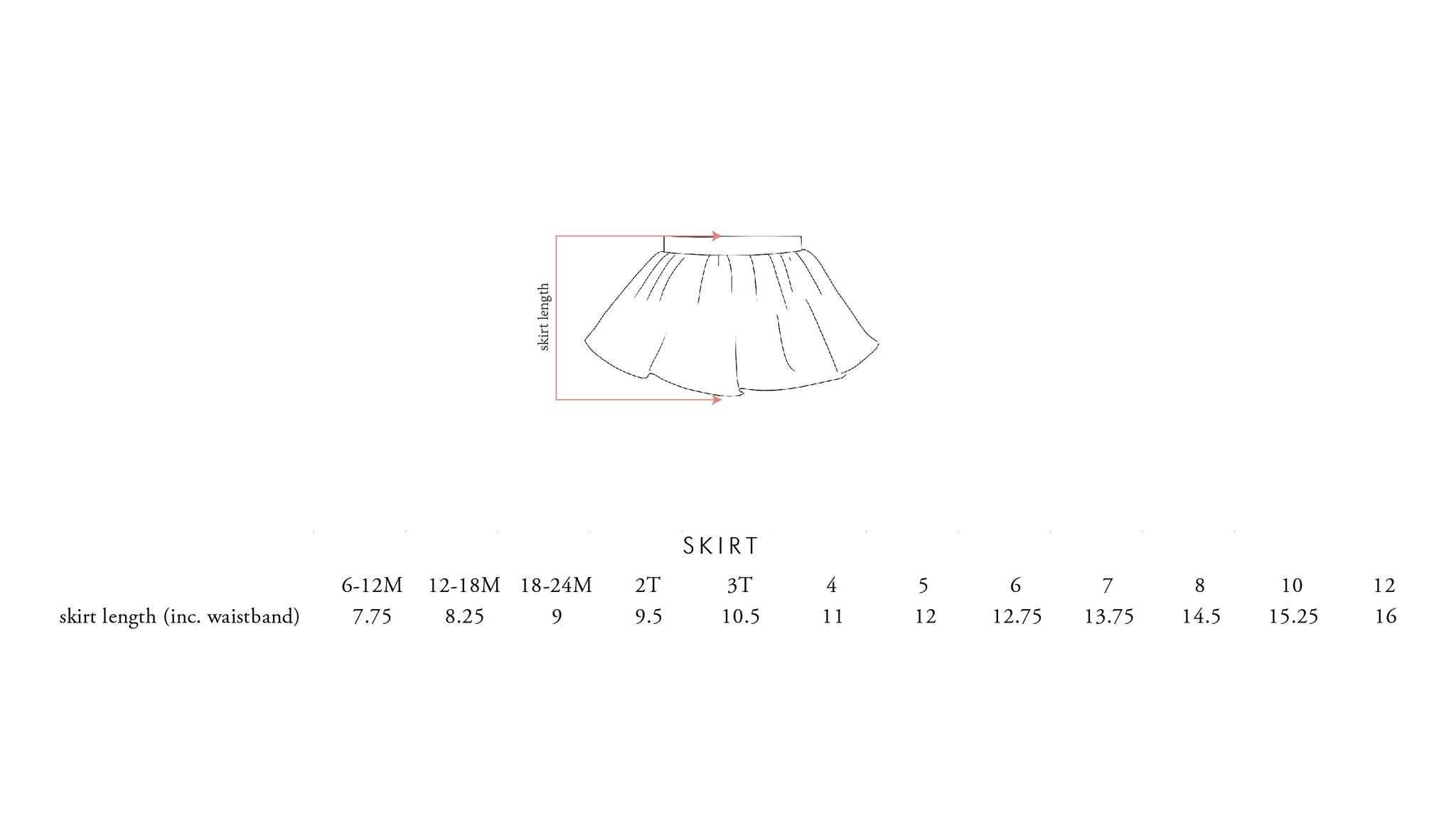 skirt size chart