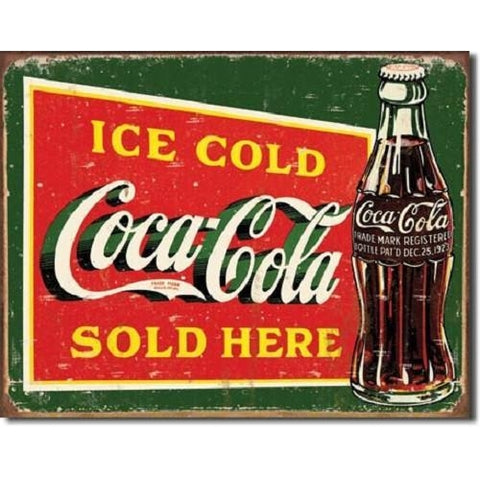 Ice Cold Coca Cola Sold Here Tin Sign-Mr Revhead