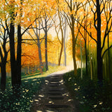 Woodland steps in November landscape greeting card by Heather Blanchard.