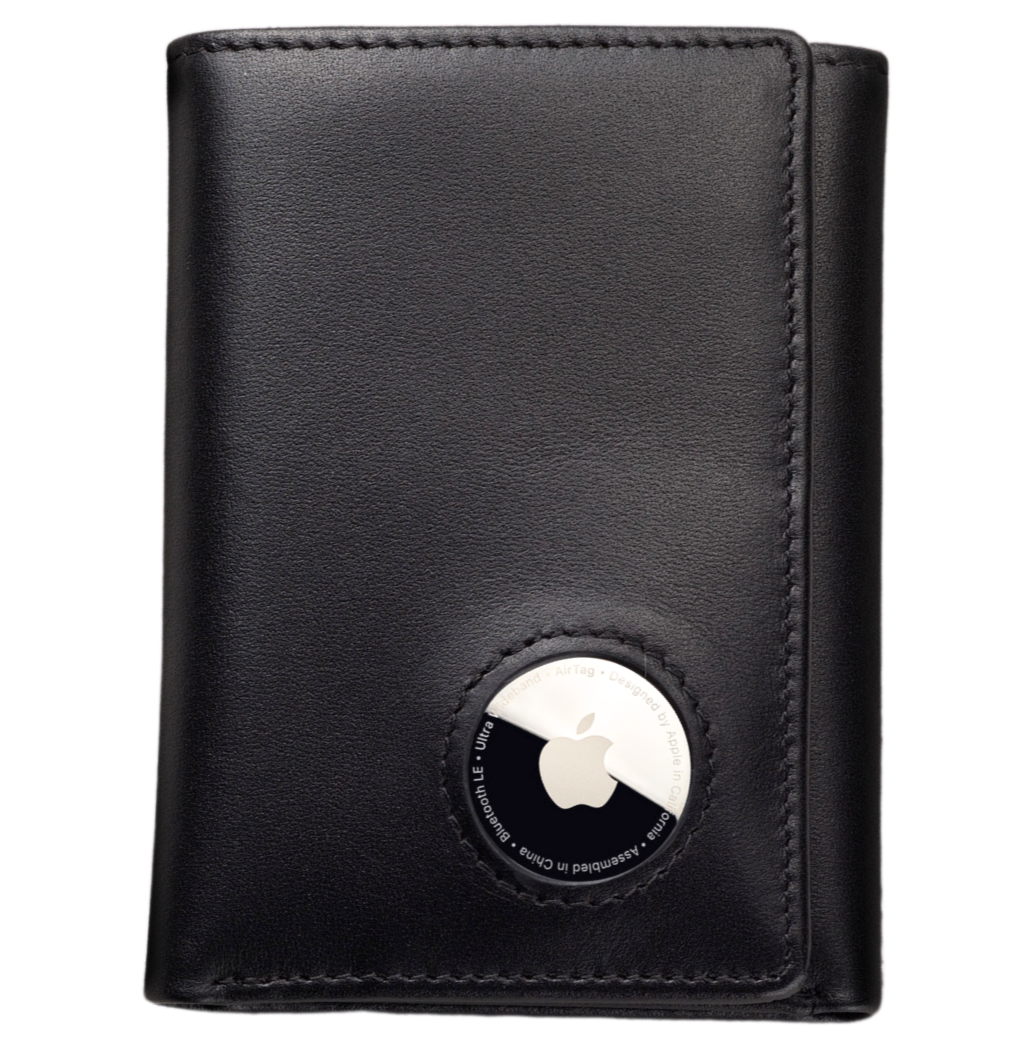 Leather Black Men's Trifold Quick Card Access Wallet/ Top 