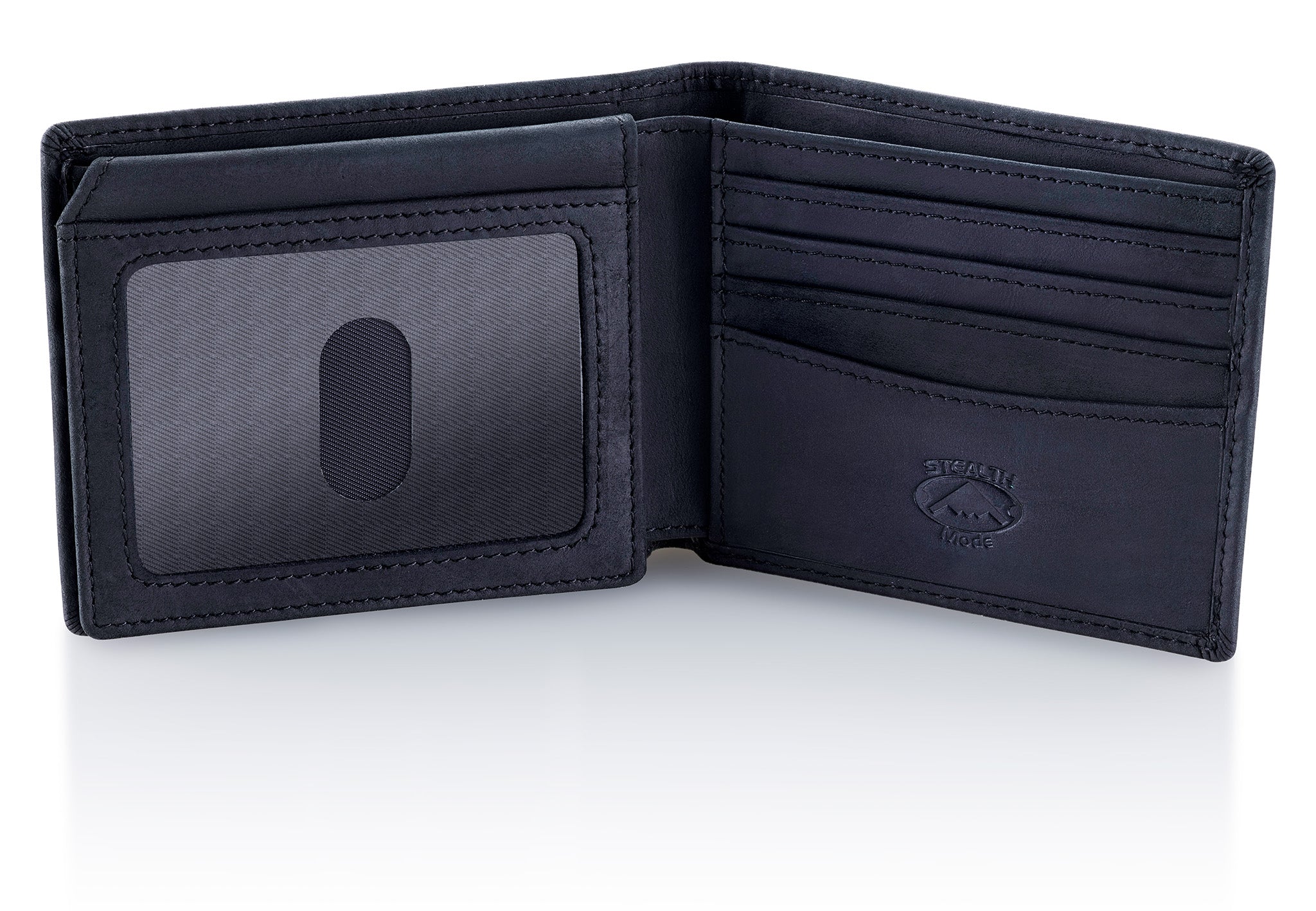 Black Bifold Wallet for Men With ID Window and RFID Blocking - Stealth ...