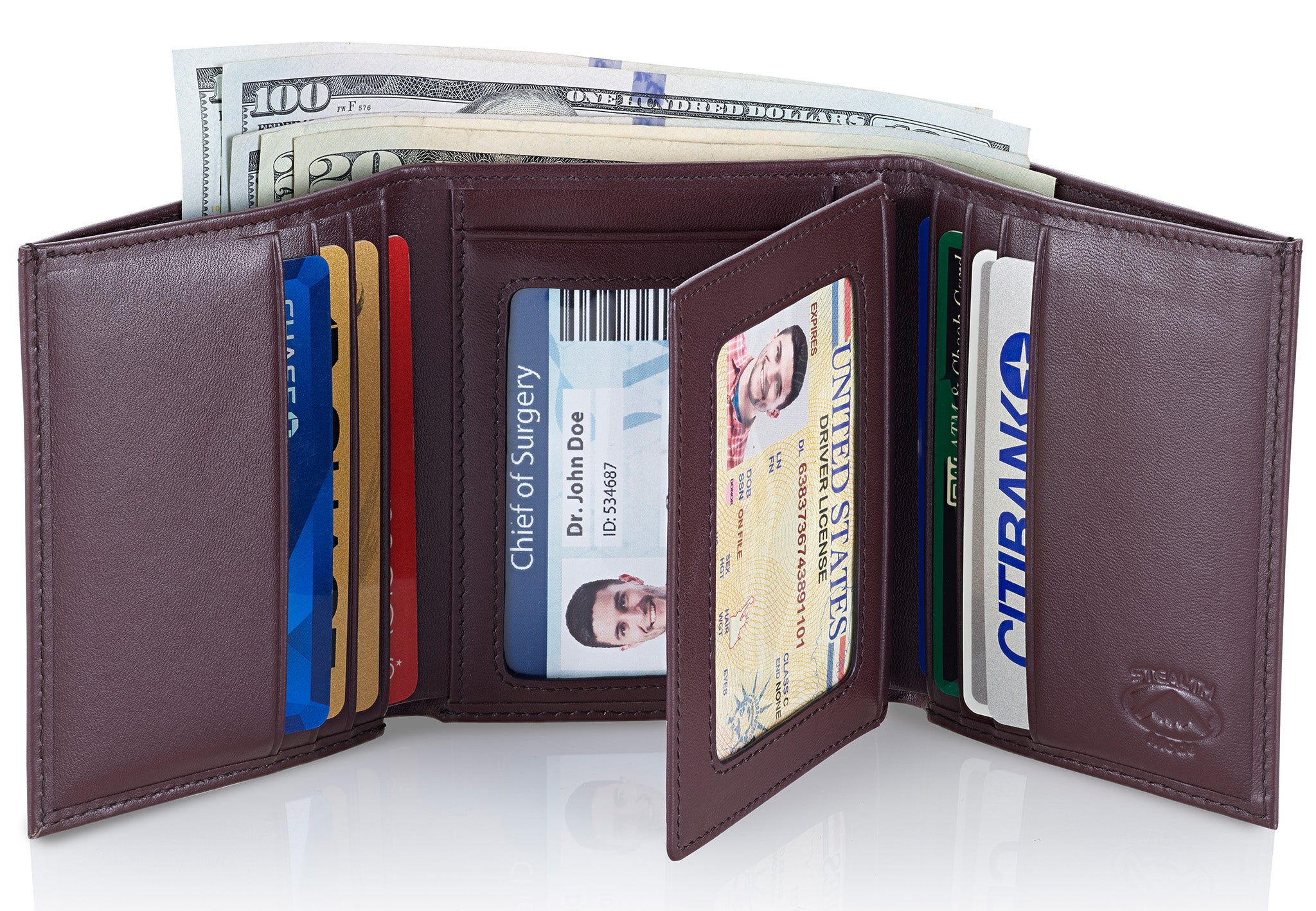 mens leather wallet with id window