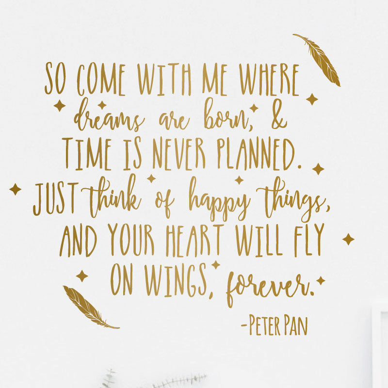 Come With Me Peter  Pan  Quote  Wall Decal Shop Decals at 