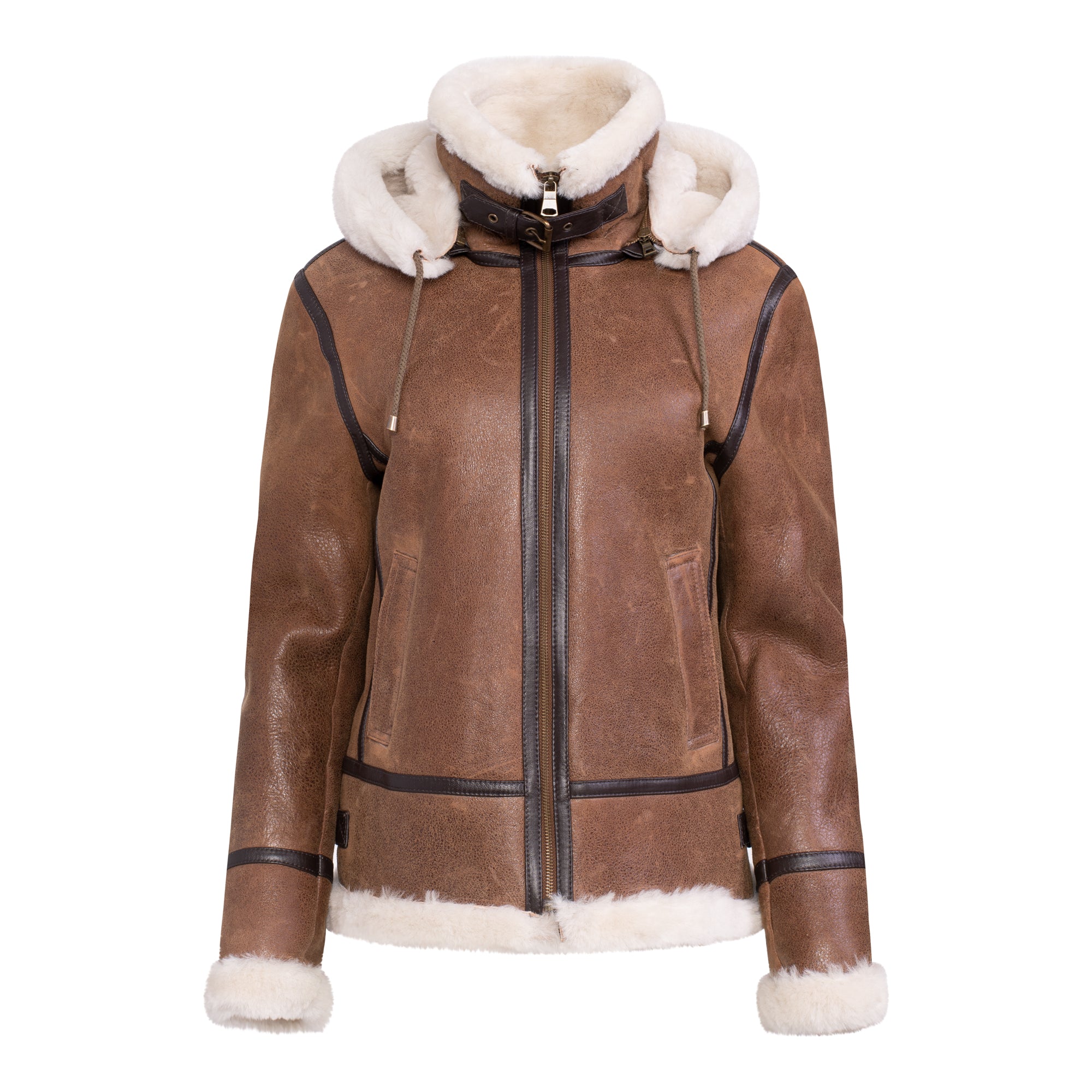 AMELIA Aviator Hooded Shearling Jacket – Wolfie Premium Outerwear