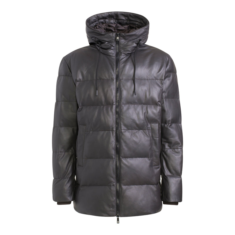 ALTON Men Hooded Leather Puffer Jacket – Wolfie Premium Outerwear