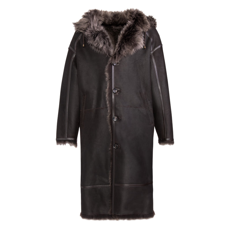 VINCE Men Long Toscana Shearling Coach Coat – Wolfie Premium Outerwear